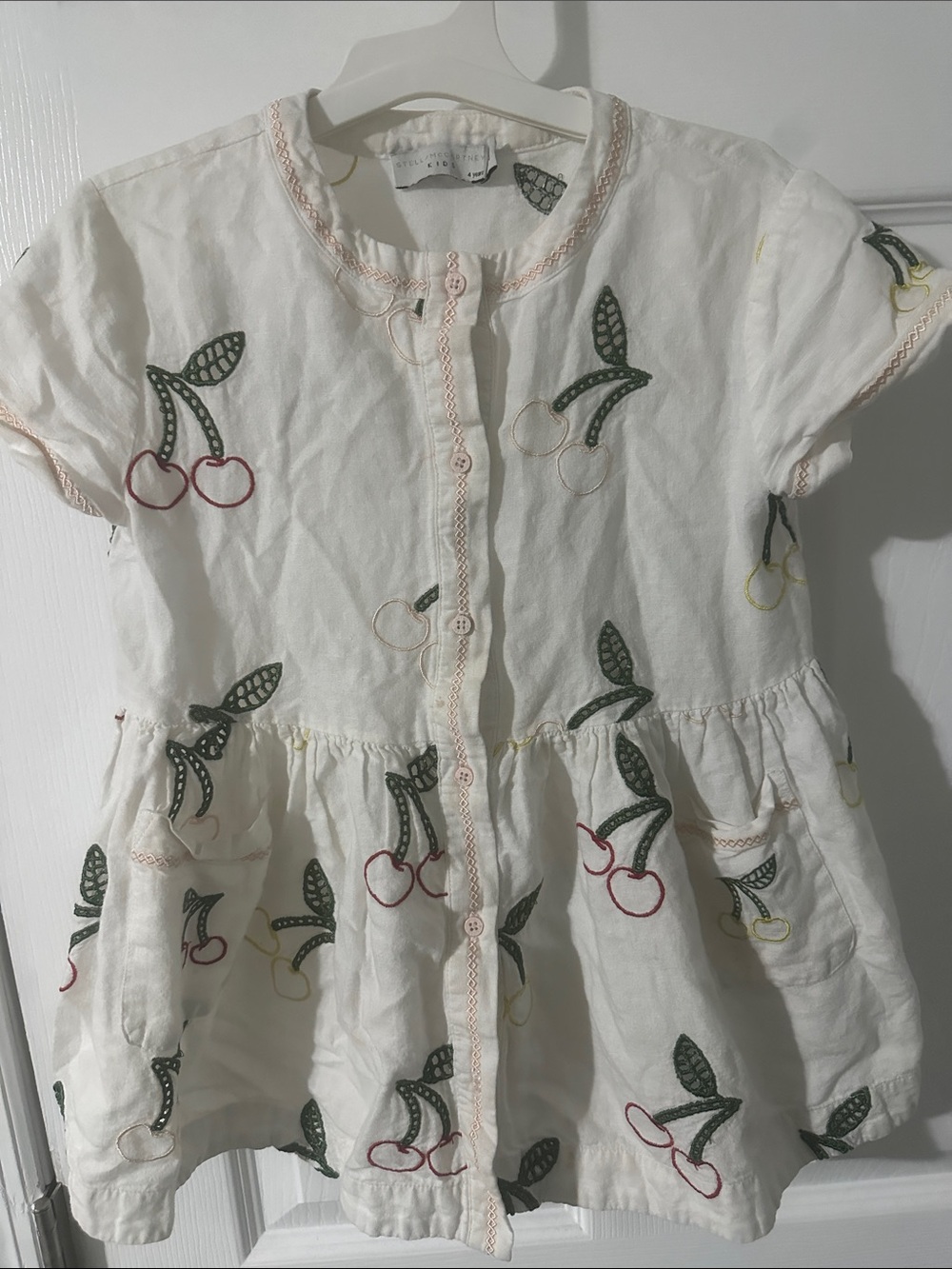 Stella McCartney White Cherry Embroidered Dress